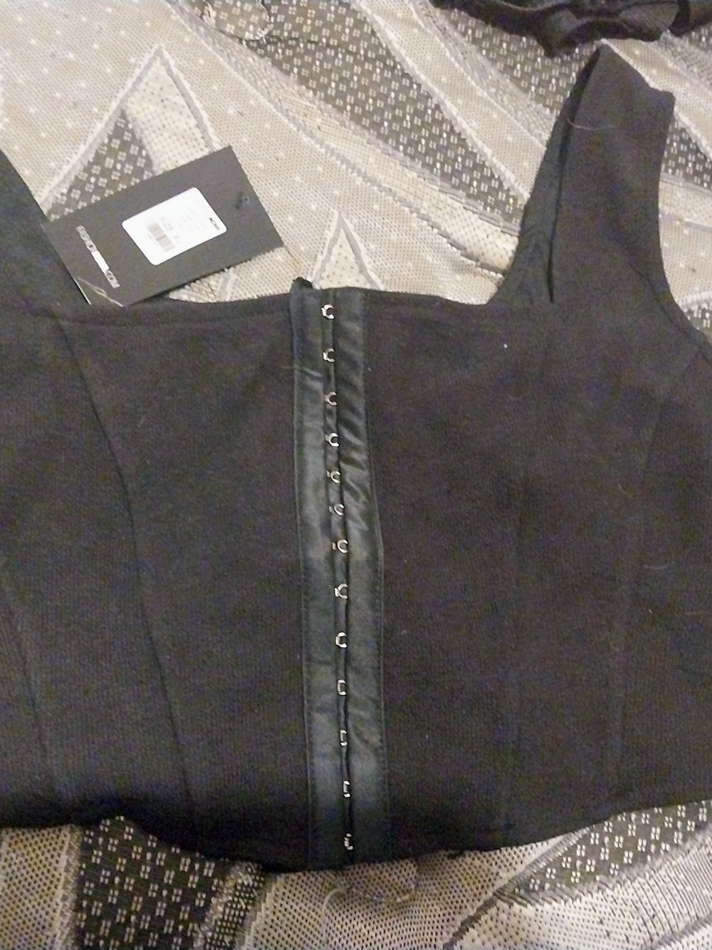 Black Hook-and-Eye Crop Top